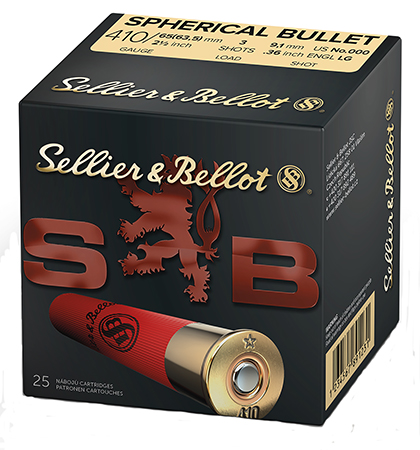 [754908550180] Sellier  &  Bellot SB410A Hunting  410Gauge 2.50" 3Pellets 1/2oz Spherical 000Buck Shot 25 Box/20 Case
