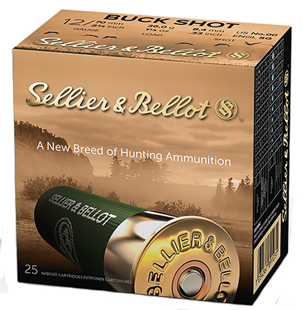 [754908532988] Sellier  &  Bellot SB12BSC Hunting  12Gauge 2.75" 12Pellets 1 1/4oz 00Buck Shot 25 Box/10 Case