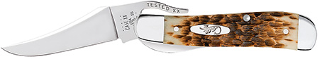 [021205002606] Case 0260 6 RussLock  2.70" Folding RussLock Clip Plain Mirror Polished Tru-Sharp SS Blade/Peach Seed Jigged Amber Bone Handle