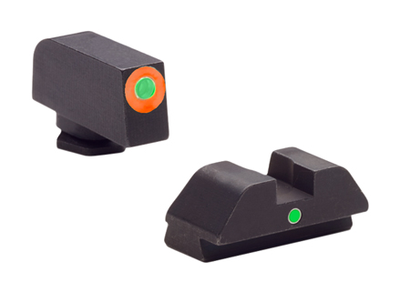 [644406909316] AmeriGlo GL205 i-Dot Sight  Set for Glock  Green Tritium Orange Outline Front Sight-Green Tritium Rear Sight