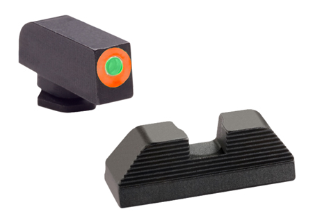 [644406908807] AmeriGlo GL436 Protector Sight Set for Glock  Green Tritium Orange Outline Front Sight-Black Serrated Rear Sight