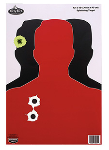[029057357080] Birchwood Casey 35708 Dirty Bird  Silhouette Tagboard Hanging Pistol 12" x 18" Black/Red White Impact Splatter 8 Per Pkg