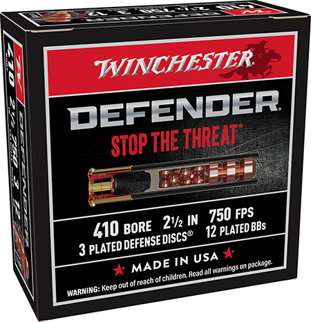 [020892020054] Winchester Ammo S410PDX1 PDX1 Defender  410Gauge 2.50" 3Defense Discs 12BBs Shot 10 Per Box/10 Case