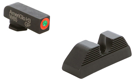 [644406904687] AmeriGlo GL351 Protector Sight Set for Glock  Green Tritium Orange Outline Front Sight-Black Serrated Rear Sight