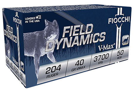 [762344707389] Fiocchi 204HVB Field Dynamics  204Ruger 40gr Hornady V Max 50 Per Box/20 Case