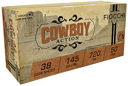 [762344002033] Fiocchi 38SWSHL Cowboy Action  38S&WShort 145gr Lead Round Nose 50 Per Box/20 Case