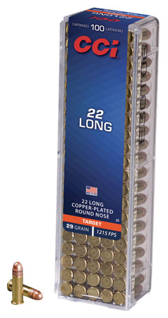 [076683000293] CCI 0029 Target Rimfire 22Long 29gr Copper Plated Round Nose 100 Per Box/50 Case
