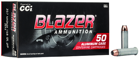 [076683035424] CCI 3542 Blazer Handgun 357Mag 158gr Jacket Hollow Point 50 Per Box/20 Case