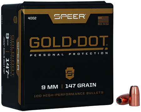 [076683040022] Speer 4002 Gold Dot Personal Protection 9mm 147gr Hollow Point 100 Per Box/5 Case