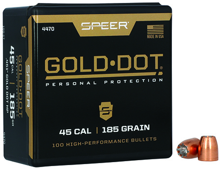 [076683044709] Speer 4470 Gold Dot Personal Protection 45Cal 185gr Hollow Point 100 Per Box/5 Case
