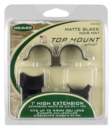 [076683490438] Weaver Mounts 49043 Detachable Extension Top Mount Rings  Matte Black 1" Extra High