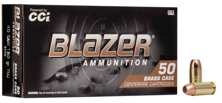 [076683052209] CCI 5220 Blazer Brass Handgun 40S&W 180gr Full Metal Jacket 50 Per Box/20 Case