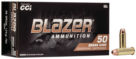 [076683052049] CCI 5204 Blazer Brass Handgun 38Special 125gr Full Metal Jacket 50 Per Box/20 Case