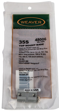 [076683480064] Weaver Mounts 48006 Top Mount Base 35S Silver Remington/Ruger/Weatherby