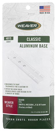 [076683480019] Weaver Mounts 48001 Top Mount Base 401S  Silver Smith  &  Wesson L/K/N Frame