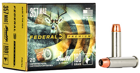 [029465061258] Federal P357SA Premium  357Mag 180gr Swift A Frame 20 Per Box/10 Case