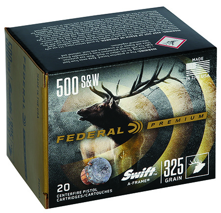 [029465061302] Federal P500SA Premium  500S&W Mag 325gr Swift A Frame 20 Per Box/10 Case