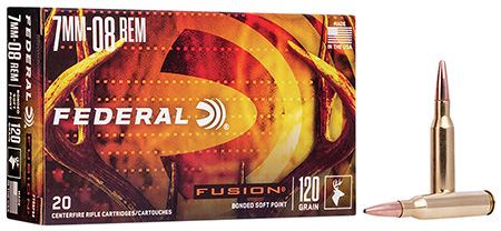 [029465061609] Federal F708FS2 Fusion  7mm-08Rem 120gr Bonded Soft Point 20 Per Box/10 Case
