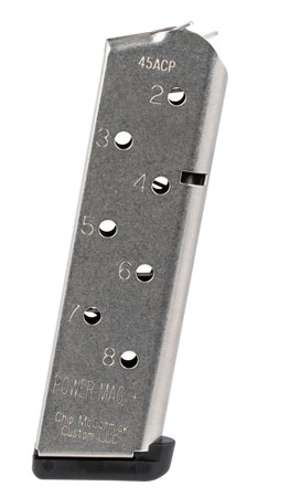 [705263121317] CMC Products 12131 Power Mag Plus 8rd 45 ACP Fits 1911 Government Stainless Steel w/ Black Base Pad