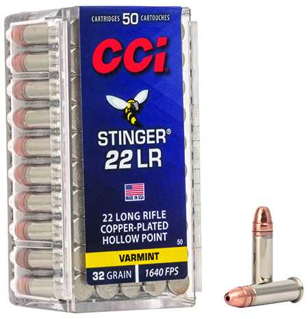 [076683000507] CCI 0050 Stinger  22LR 32gr Copper Plated Hollow Point 50 Per Box/100 Case